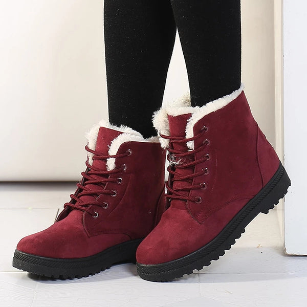 Wolff | Winter Stiefeletten Damen – Gefütterte Stiefel mit flacher Sohle und Schnürung