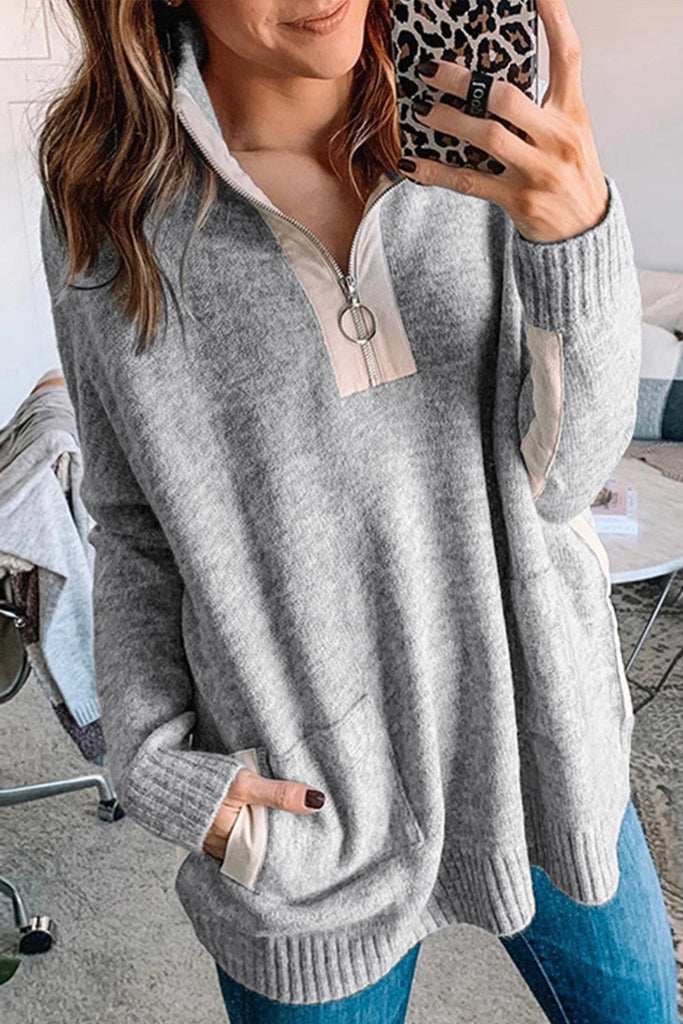 WOLFF Reißverschluss Halb-Cardigan Strickpullover