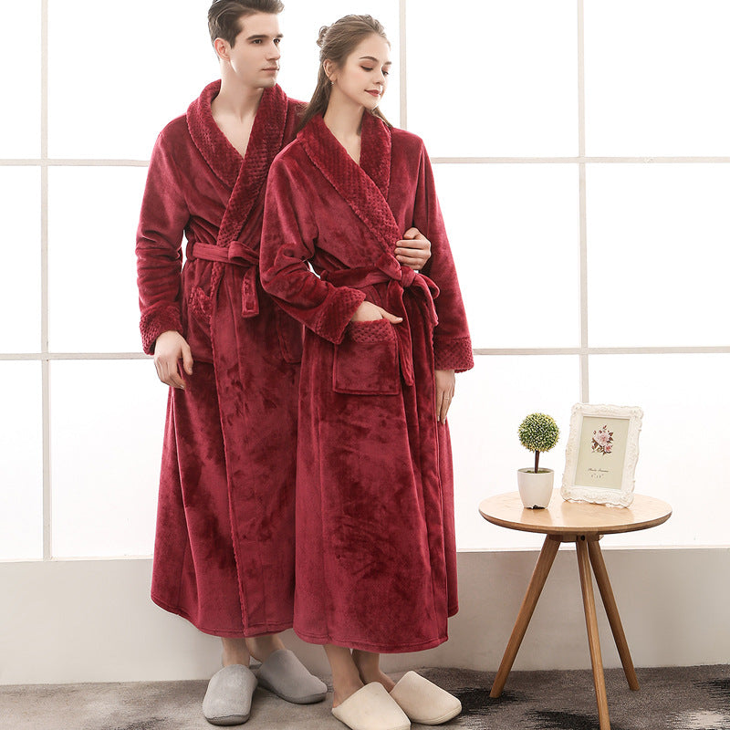 WOLFF | Eleganter Coral Fleece Flanell-Bademantel für Paare