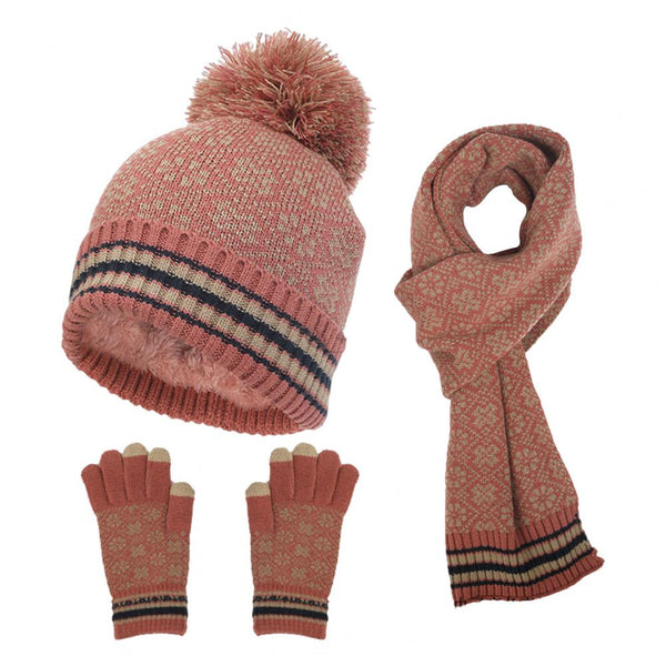 WW | Lässiges Herbst Winter 4-teiliges Warmes Strickset für Frauen