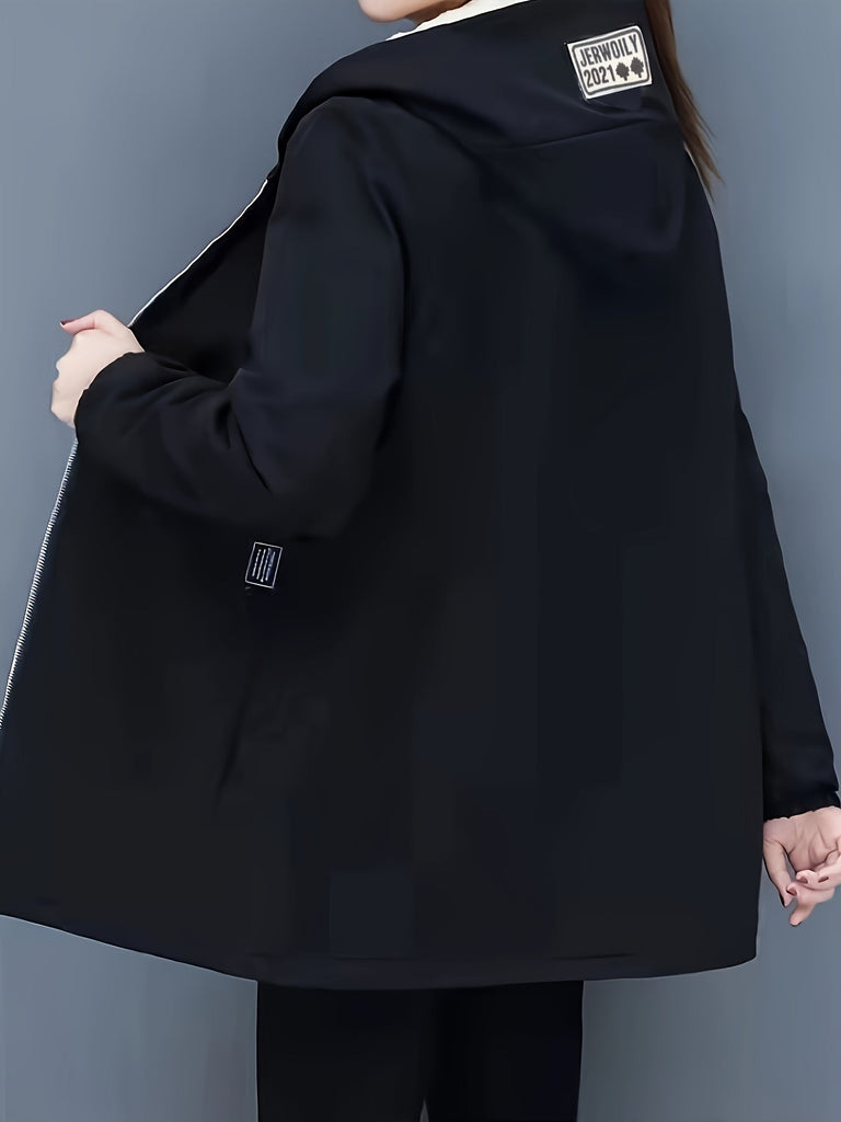 Wolff | Kapuzenmantel für Damen - schwarze Freizeitjacke