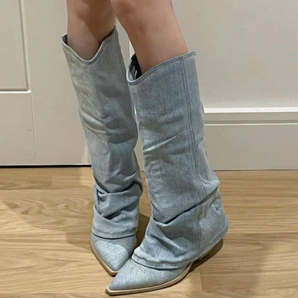 WOLFF - Damen Western Stiefel bis zum Knie