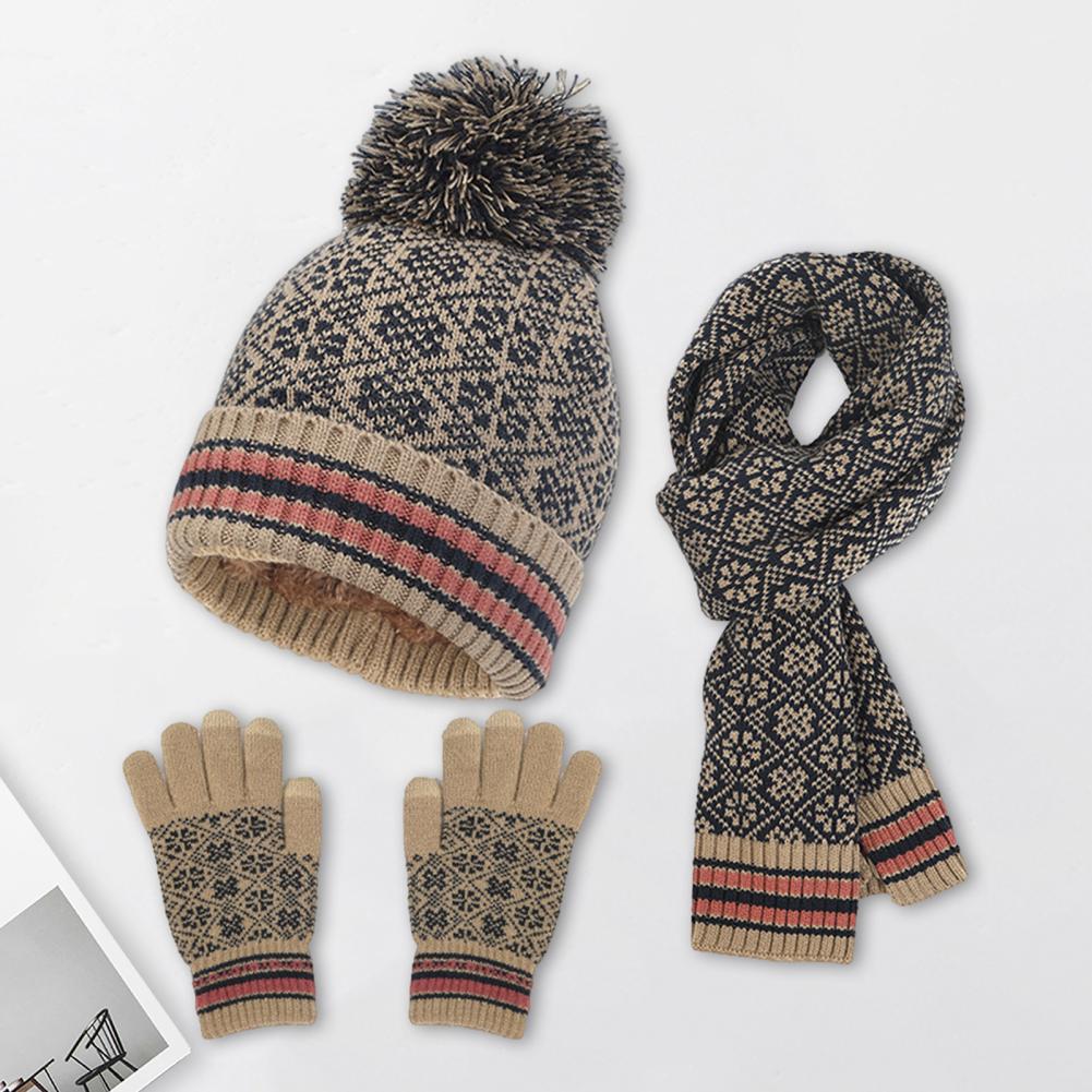 WW | Lässiges Herbst Winter 4-teiliges Warmes Strickset für Frauen