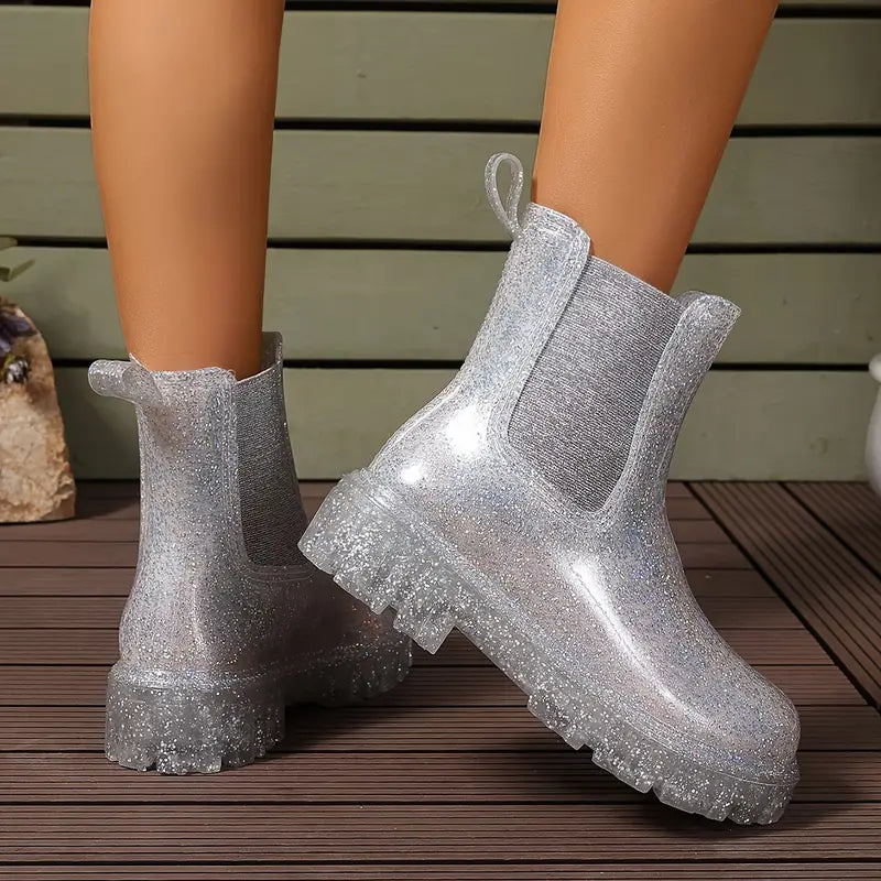 Wolff | Stiefeletten - nachhaltige Damen-Glitzer-Regenstiefel