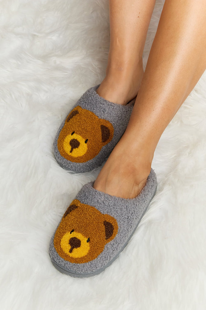 WOLFF | Stilvolle Winter Chic Teddybear Print Slide Slippers Für Frauen