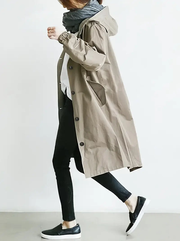 Trenchcoat mit Kapuze und Kordelzug