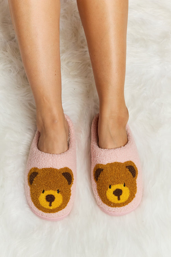 WOLFF | Stilvolle Winter Chic Teddybear Print Slide Slippers Für Frauen