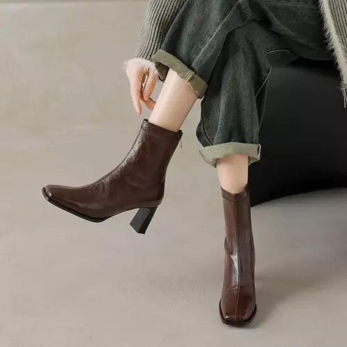 Wolff | Ankle Boots Damen mit quadratischer Spitze - hohe Absätze, bequem und langlebig