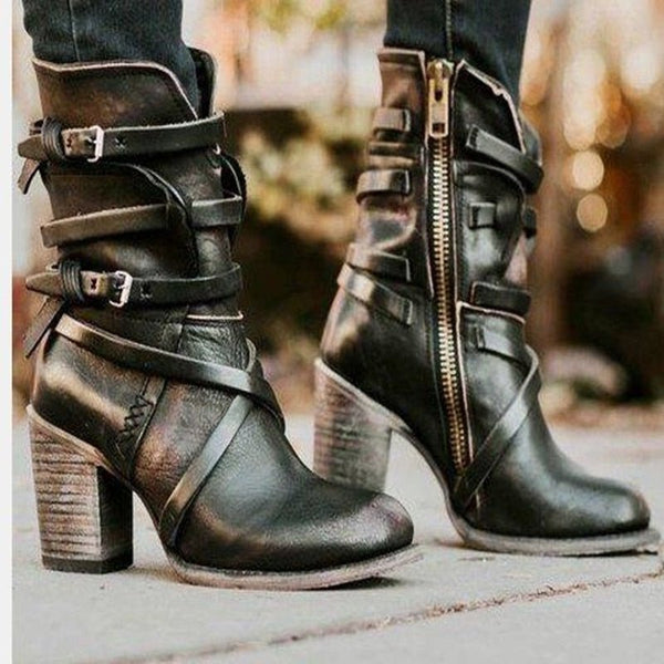 Eudex - Stylische Lederstiefel Retro-Look - FashionWOLF