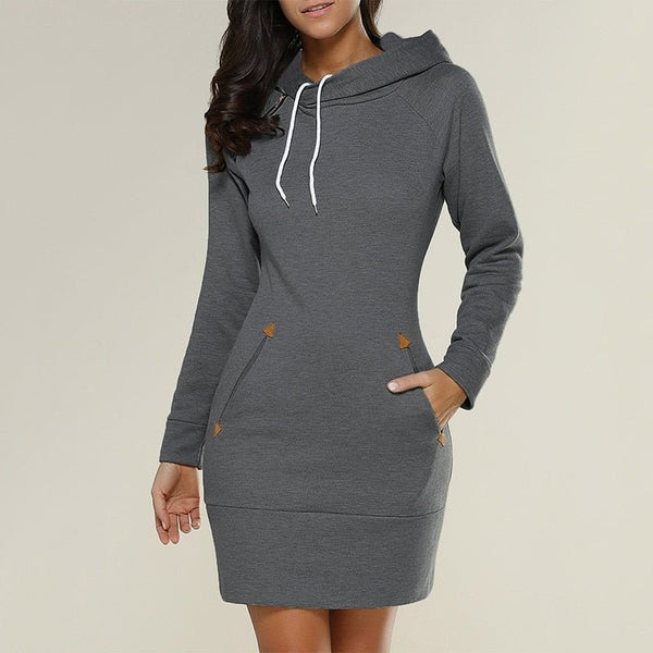 Hagia - Lässiges Hoodie-Kleid über dem Knie - FashionWOLF